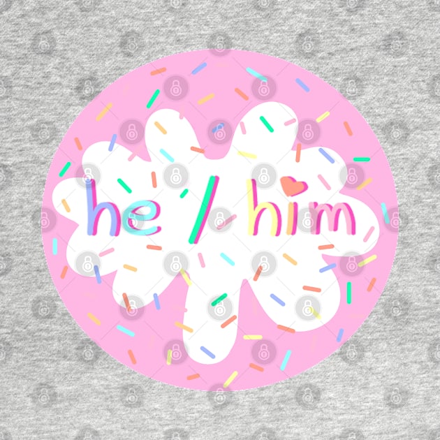 Birthday Cake He/Him Pronoun Pin by casserolestan